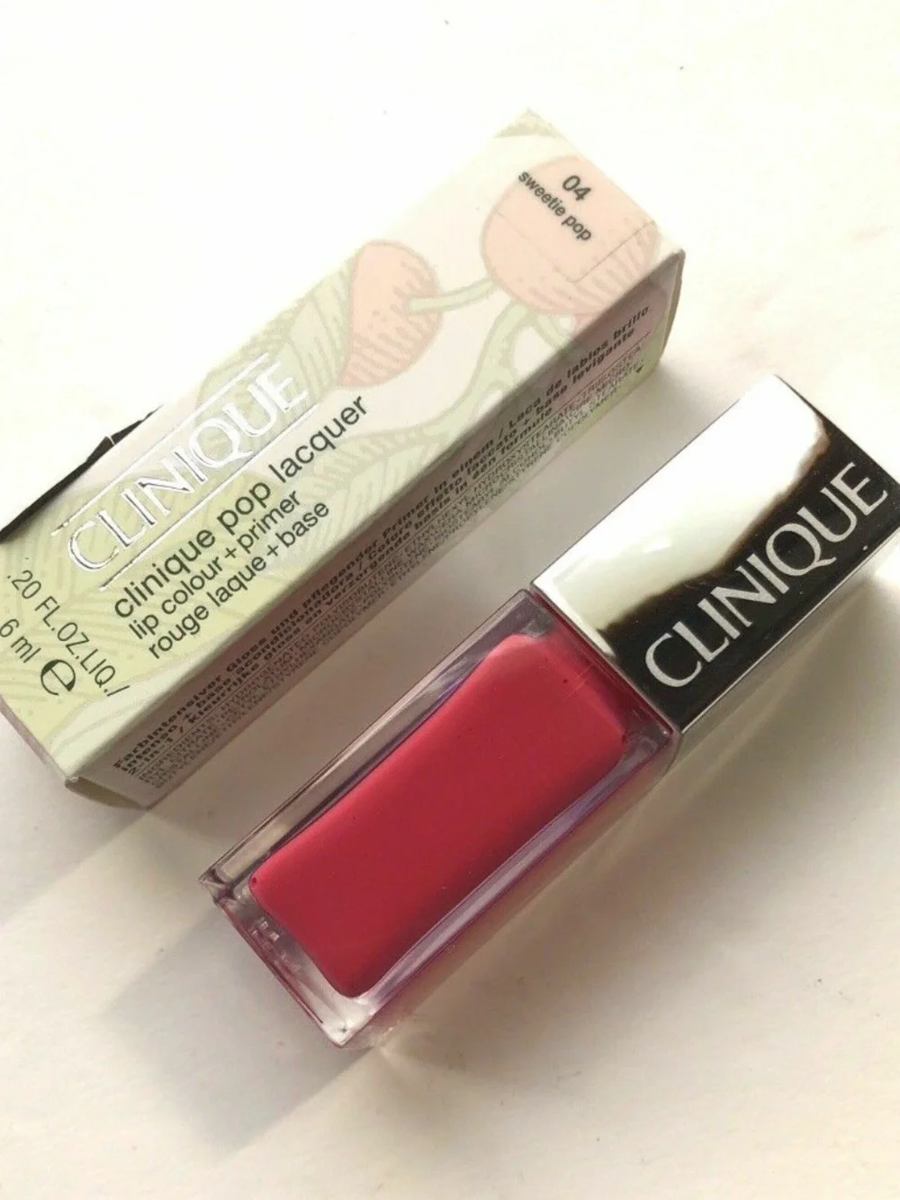 Clinique Pop Lacquer Lip Colour Primer 04 Sweetie Pop 0.20 oz NIB DISCONTINUED